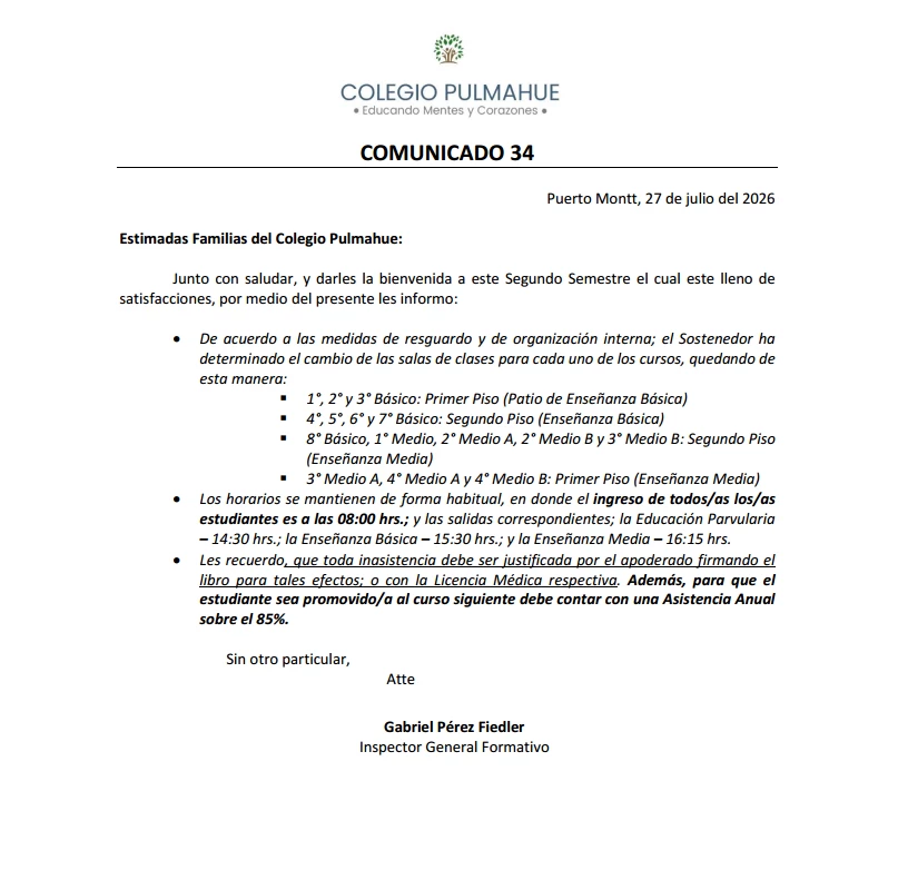Imagen de la noticia: Comunicado Oficial 34 27-07-2026