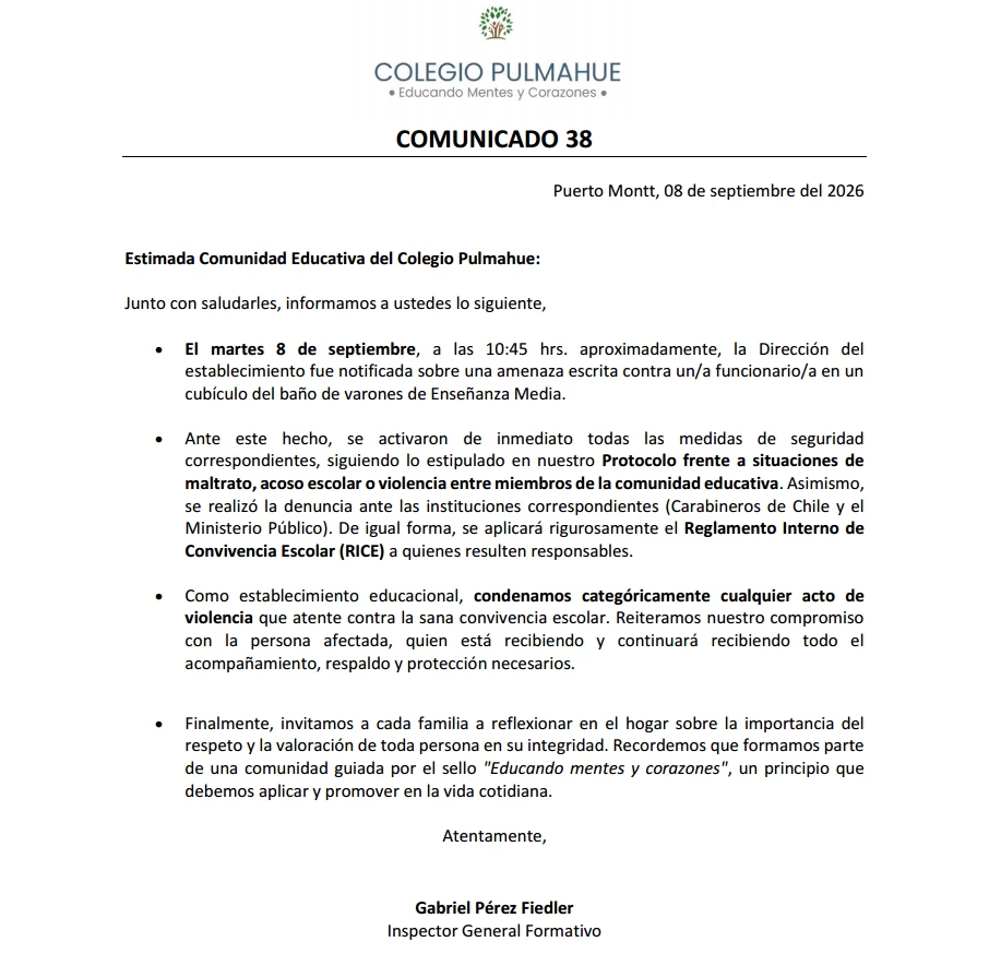 Imagen de la noticia: Comunicado Oficial 38