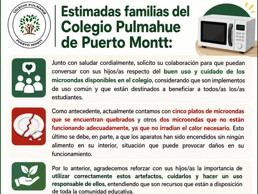 Estimadas familias del Colegio Pulmahue Puerto Montt